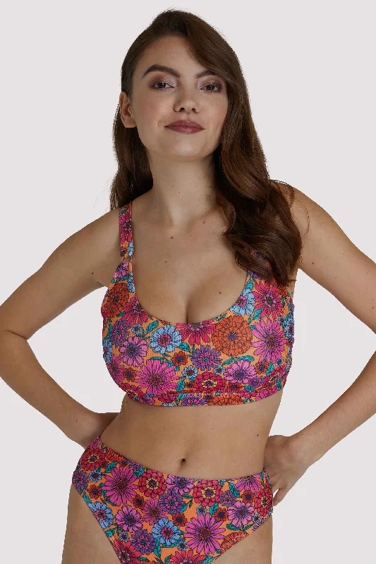 Bra with a nylon - lined cup for stretch and support​ Scarlett Floral Fuller Bust Crop Bikini Top