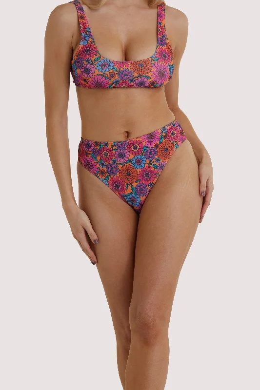 Bra with a satin - lined cup for a smooth and comfortable fit​ Wolf & Whistle Scarlett Floral High Leg High Waist Bikini Brief