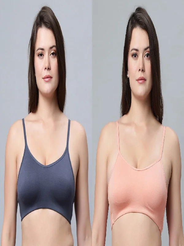 breathable women sport bra for ventilationNon-Padded Full Coverage Grey and Peach Color Sports bra (Pack of 2)