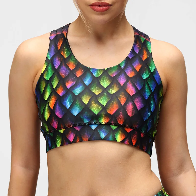 sleep bras with adjustable strapsDragon Scales Cross Back Bra