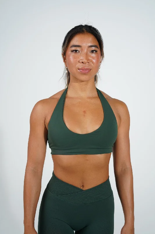plunge t - shirt bras for a sleek appearanceELEVATE CROP - FOREST GREEN