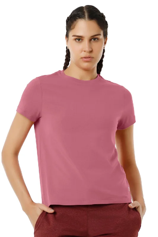 wireless bras for a natural feelEssential Basic Short Sleeve Round Neck T-Shirt - Heather Rose
