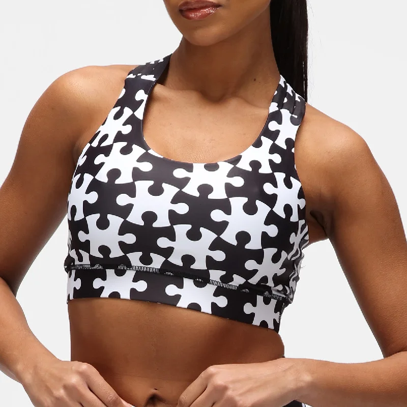 sleep bras for all night comfortMonochrome Jigsaw Cross Back Bra