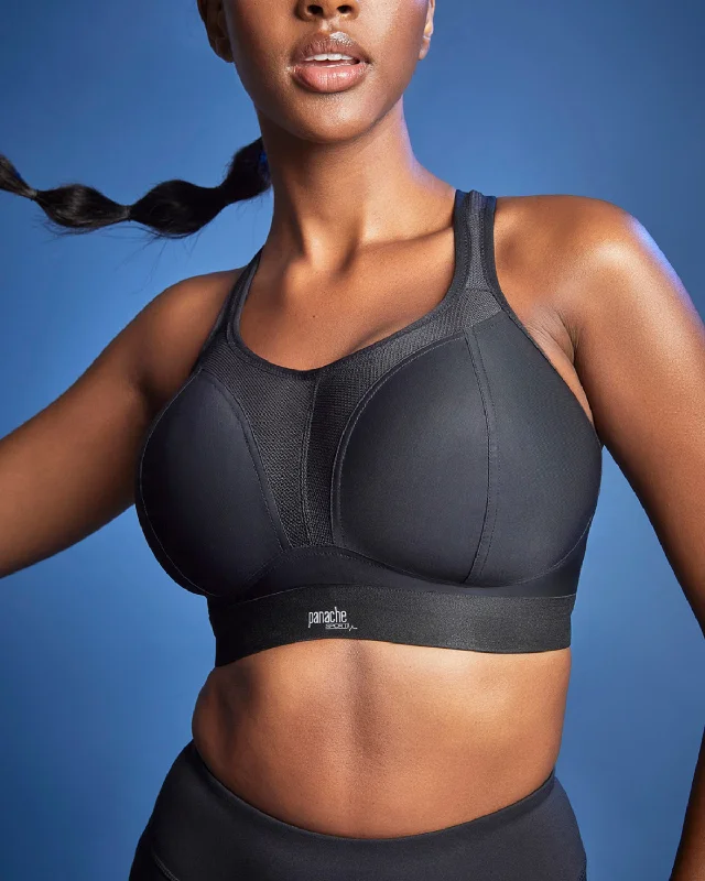 seamless backless bras for summer dressesPanache Wire Free Sport Bra - 7341B - Black