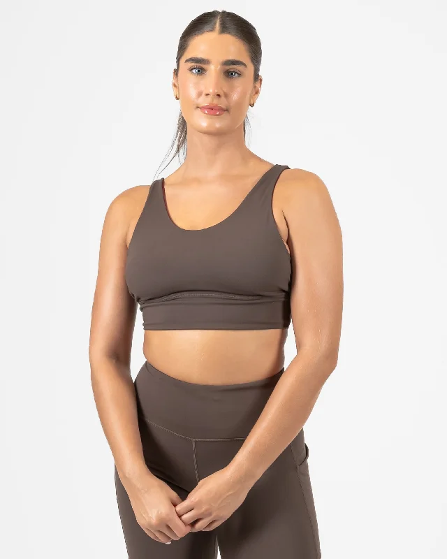 minimizer bras to reduce bust size4-in-1 Salutation Sports Bra - Mulberry/Espresso - FINAL SALE